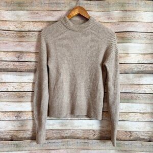 Quince Women's Baby Alpaca-Wool Ribbed Crewneck Sweater in Camel - Small